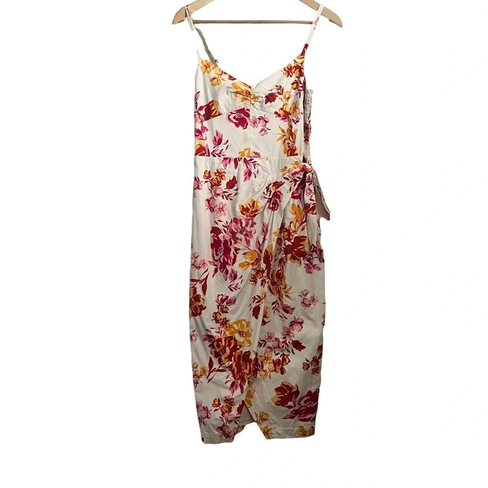 Great Jones White Pink Floral Printed Tank Midi Dress